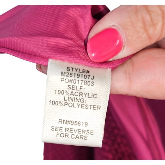 John Paul Richard Coat Women Large Knit Lined Pockets Barbiecore Fushia Pink NEW - Picture 9 of 11